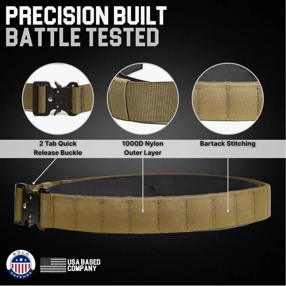 Tactical Battle Belt Mens Huckleberry 2-Piece Coyote Brown Molle Bolo Defense M